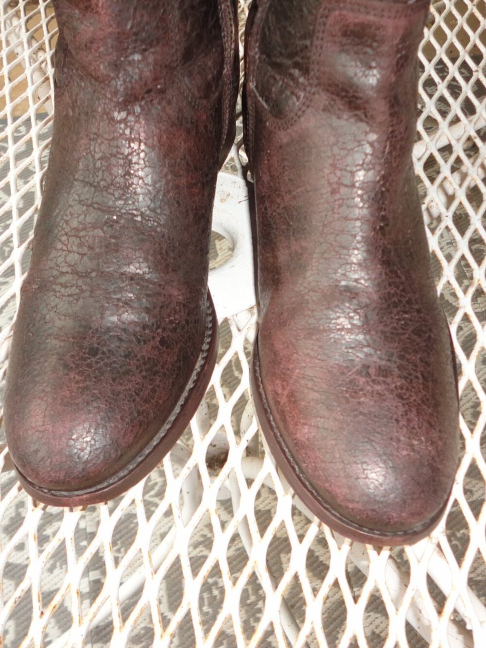 FRYE Brown Leather Distressed Zipper Ankle Boots Size 8B - Picture 7 of 11